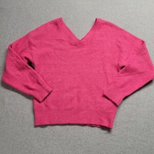 Maeve by Anthropologie Hot Pink Double Vneck & back Pullover Sweater Size XS